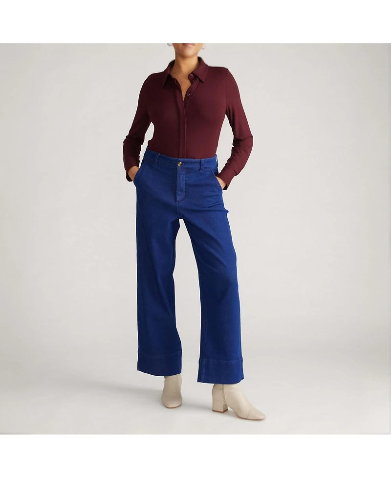 Universal Standard Women's Plus Elbe Liquid Jersey Shirt Classic Fit