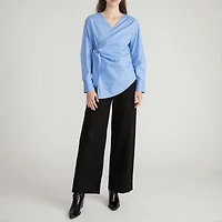 Universal Standard Women's Plus Stretch Poplin Wrap Shirt
