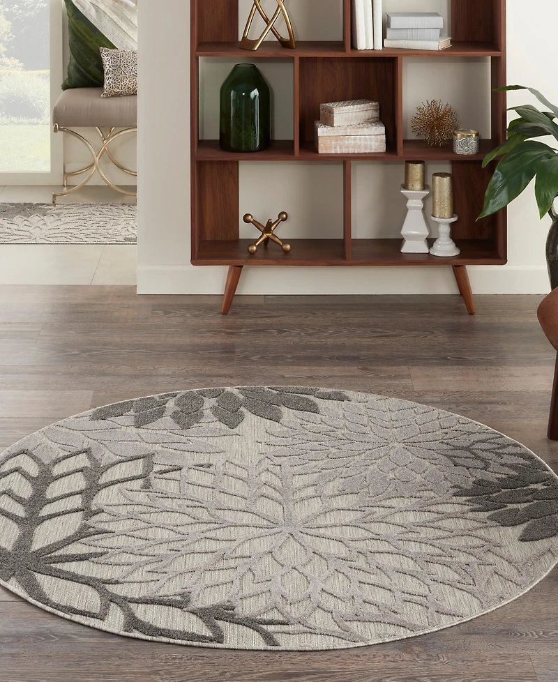 Nourison Home Aloha ALH05 Silver 4' Round Rug