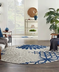 Nourison Home Aloha ALH05 Ivory and Navy 7'10" Round Rug