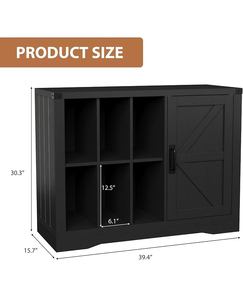 gaomon Farmhouse Record Player Stand with Barn Doors, 39.4" Turntable Table with Shelves