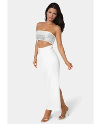 Bebe Women's Embellished Strapless Column Maxi Dress