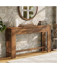Tribesigns 63" Solid Wood Console Table with 2 Drawers, 63-Inch Farmhouse Entryway Table, Narrow Sofa Table for Entryway, Hallway