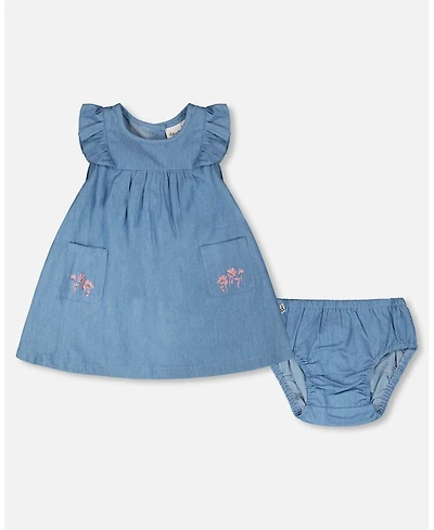 Deux par Baby Girls Chambray Dress and Bloomer Set