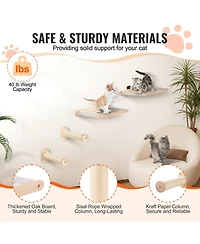 Cozito Wall-Mounted Cat Shelf Set with 2 Posts & 2 Hammocks