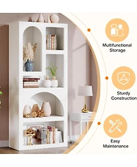 Tribesigns 70.87" Tall Geometric Bookcase Set of 2, Arched Bookshelf with 5 Irregular Storage Shelves, Open Art Decor Display Shelf for Living Ro