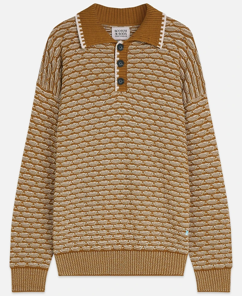 Scotch & Soda Men's Extra Dropped Shoulder Structure Polo Shirt