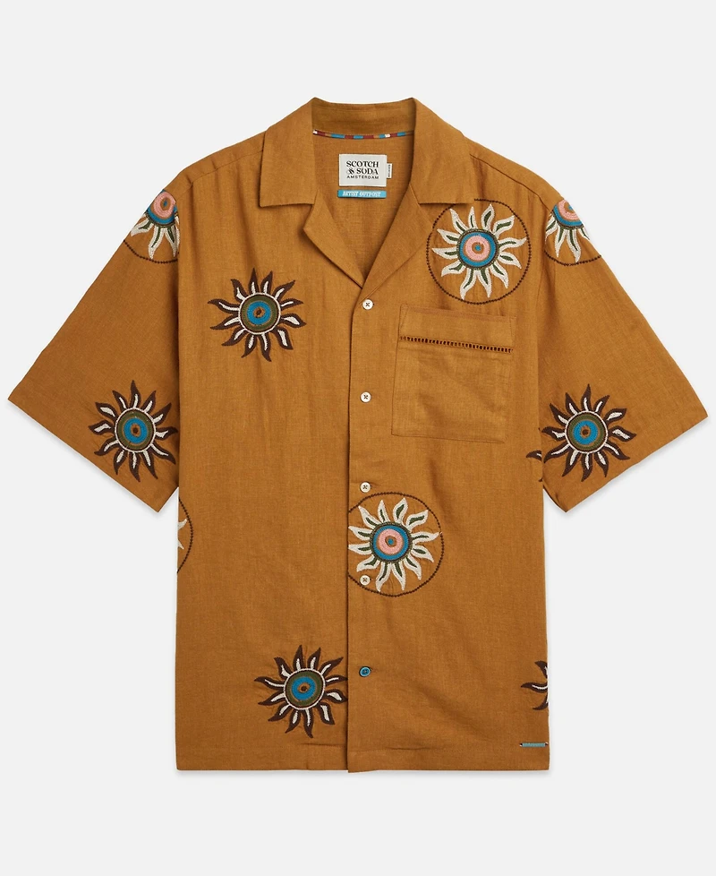 Scotch & Soda Men's Embroidered Regular-Fit Short-Sleeved Shirt
