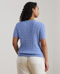 Lauren Ralph Plus Cable-Knit Short-Sleeve Sweater