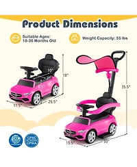 Mecale 3-in-1 Ride on Push Car Mercedes-Benz Licensed Sliding Car with Canopy