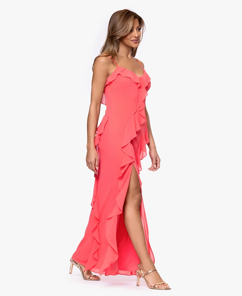 Xscape Women's Ruffle Detail Maxi Dress