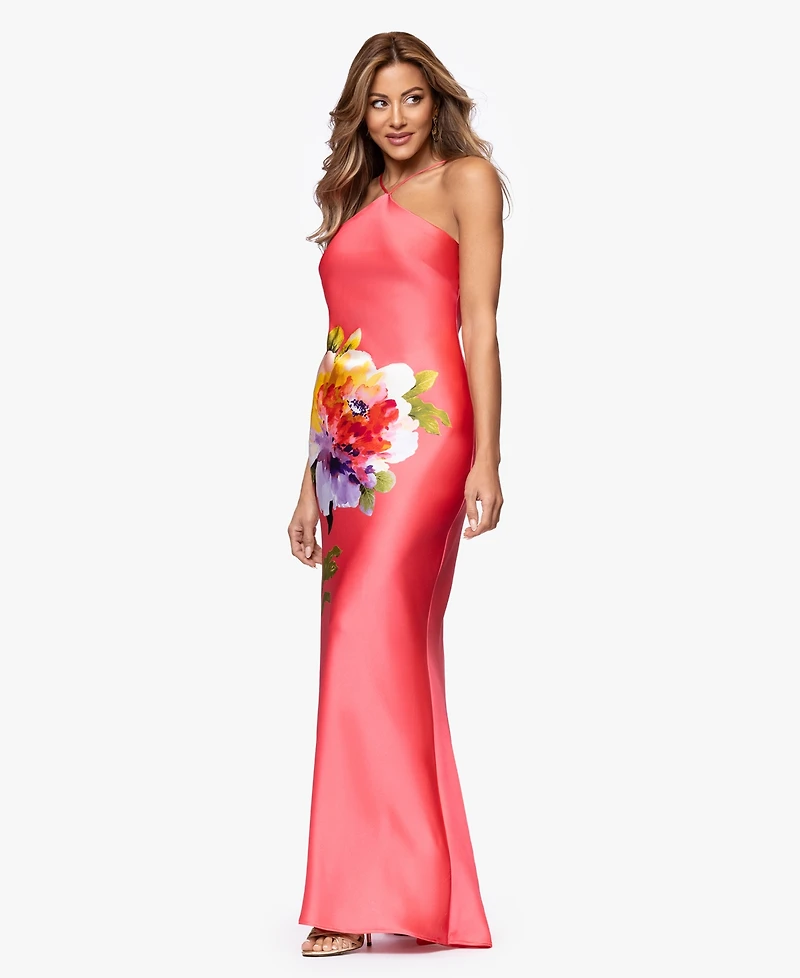 Xscape Women's Printed Halter Neck Maxi Dress