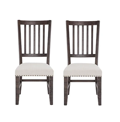 Jofran Willow Creek Distressed Solid Wood Upholstered Slatback Chair (Set of 2)