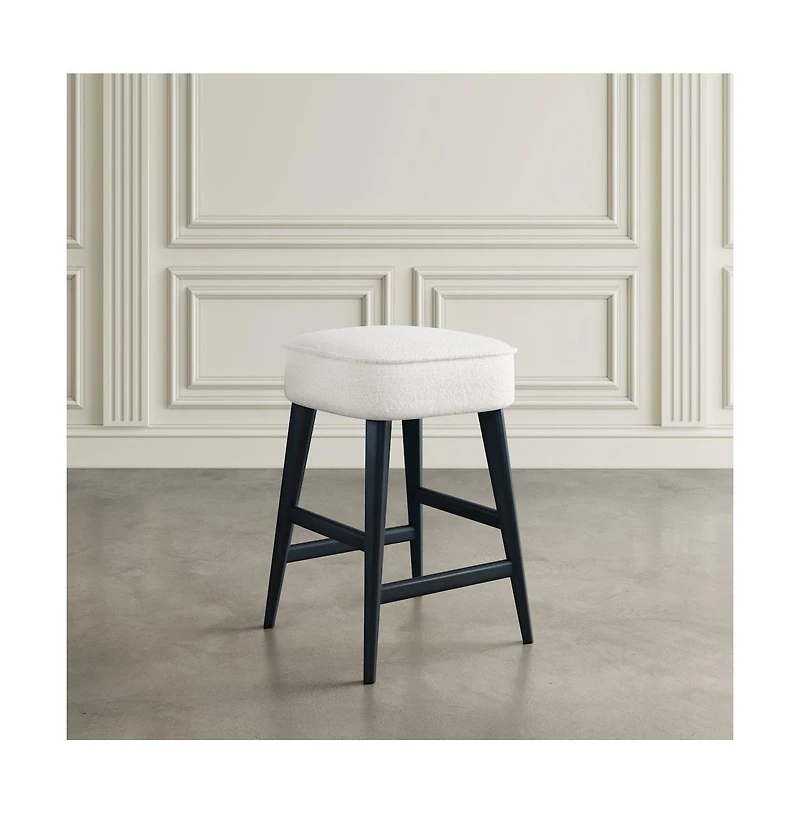 Jofran Wes Mid-Century Modern Boucle Upholstery Backless Counter Barstool (Set of 2)