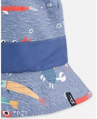Deux par Deux Baby Boys Polyester Beach Hat Marine Animal Print