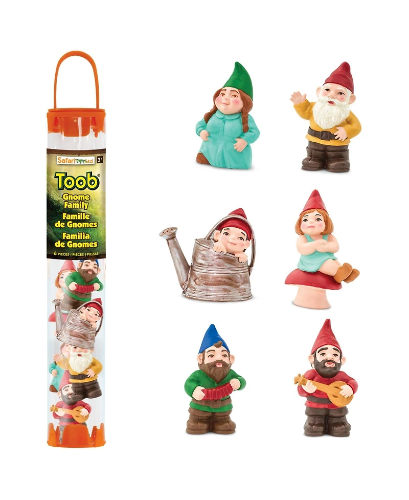 Safari Ltd. Gnome Family Toob – 6 Hand Painted Miniature Gnome Figurines