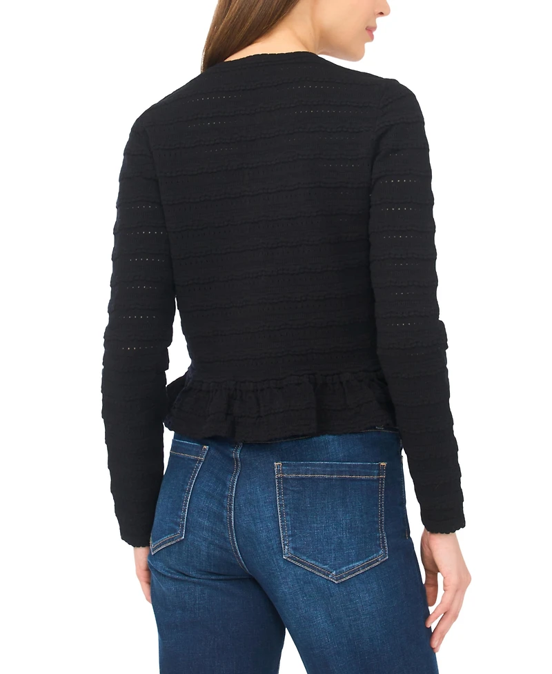 CeCe Women's Long-Sleeve Crew Neck Cardigan