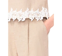 CeCe Women's Wide-Leg Bow Tie Cropped Pants