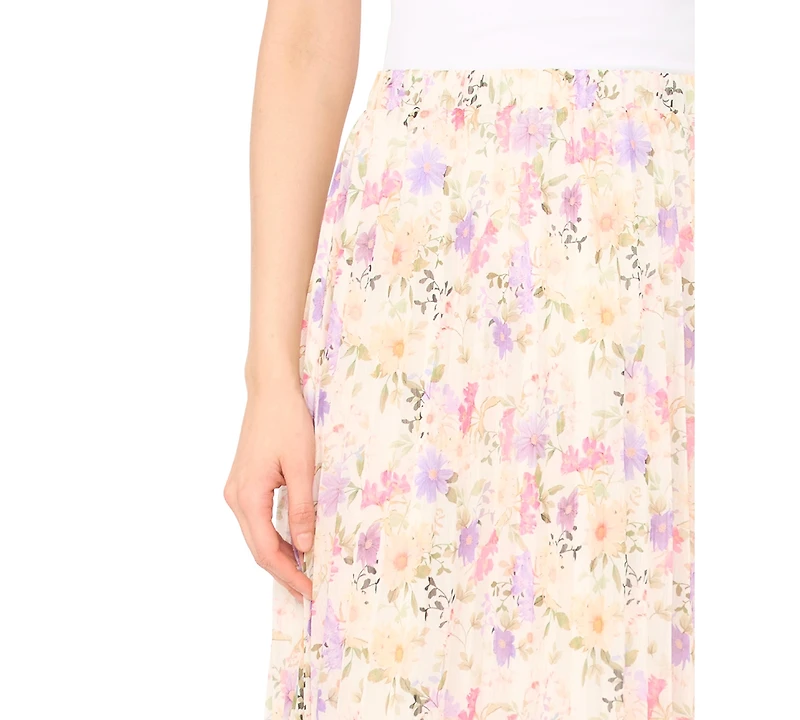 CeCe Women's Sunburst Pleat Detail Midi Skirt