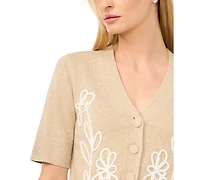 CeCe Women's Short-Sleeve V-Neck Cardigan