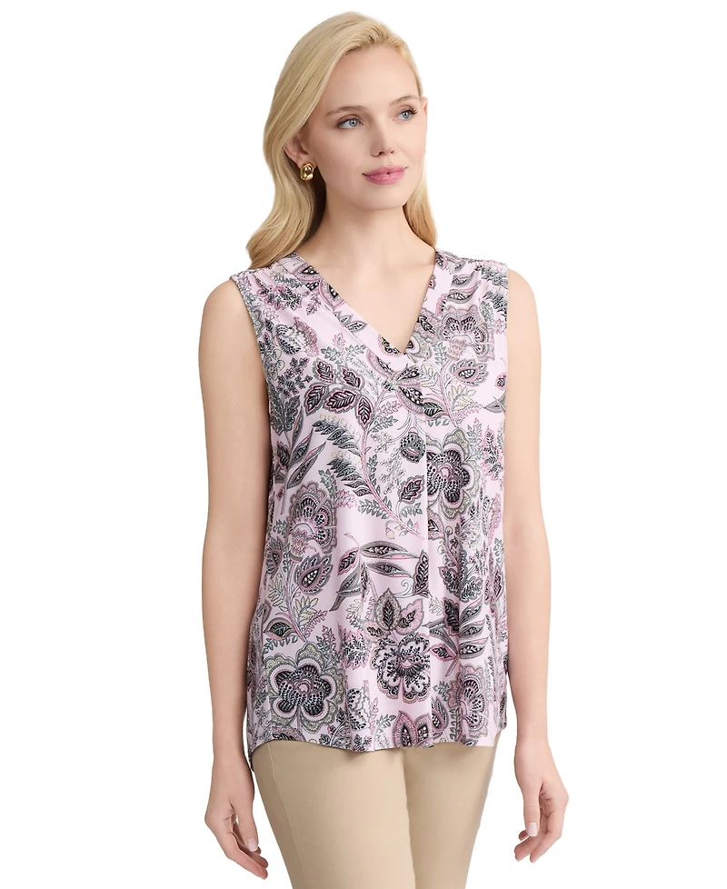 Jones New York Women's Sleeveless V-Neck Top