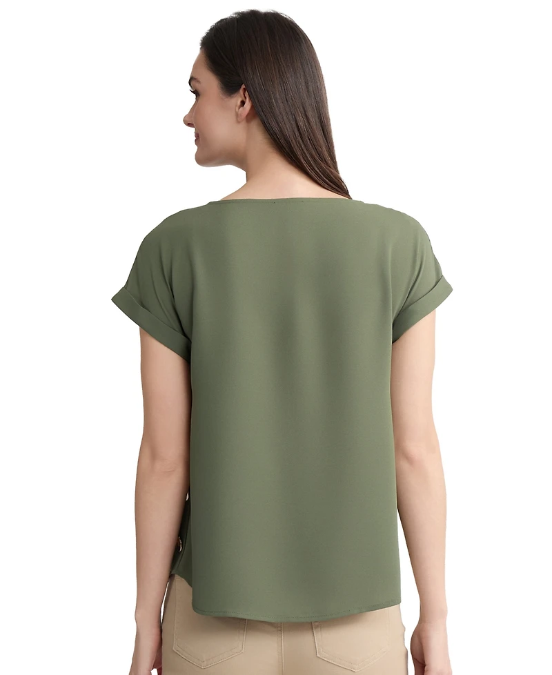 Jones New York Women's Short-Sleeve Button Detail Blouse