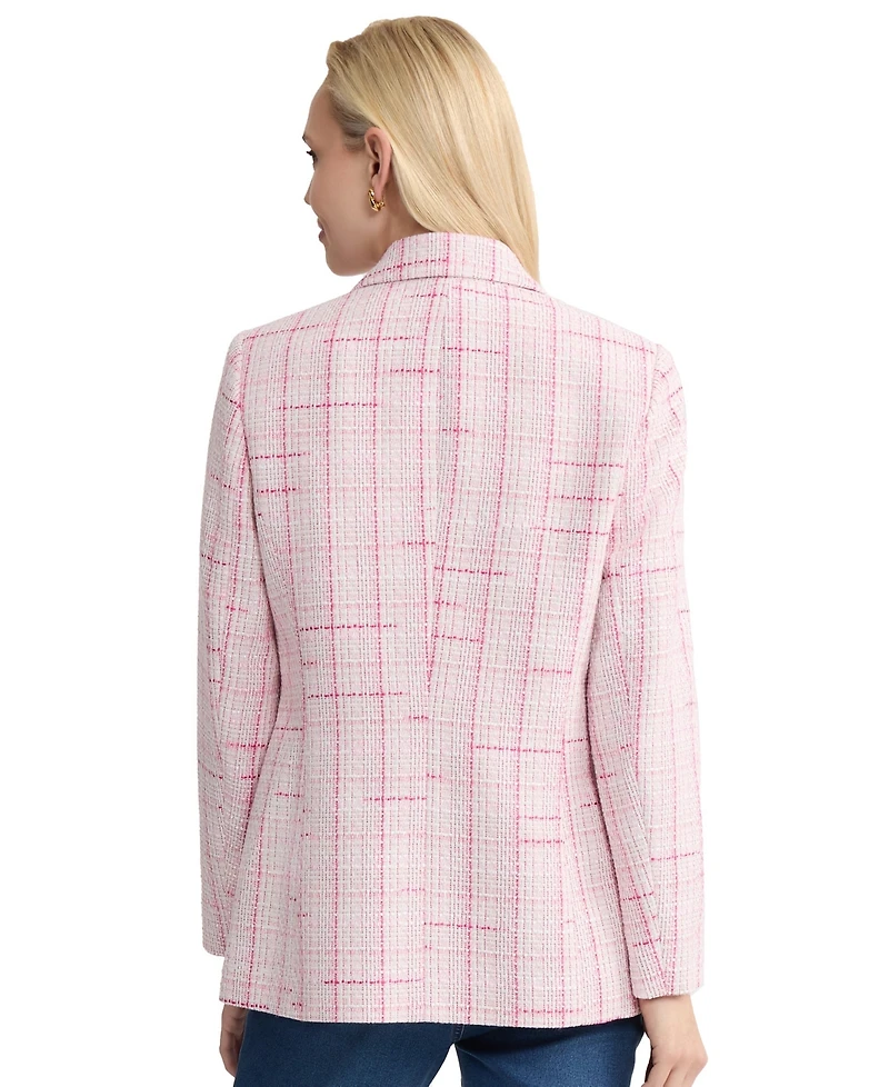 Jones New York Women's One-Button Notch Collar Tweed Jacket