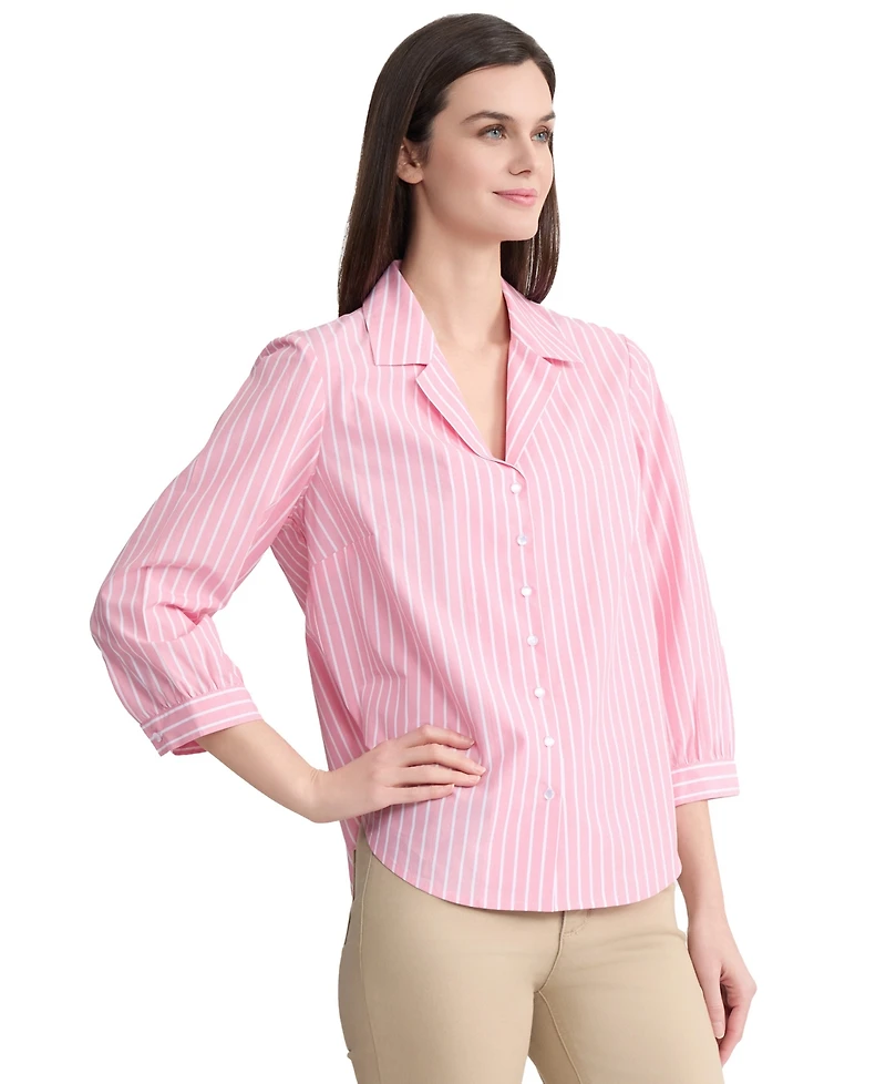 Jones New York Women's Striped Collared Neck Shirt