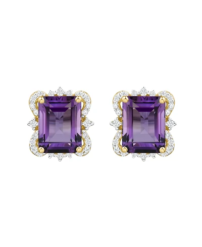 Macy's Onyx (2-3/4 ct. t.w.) and Diamond ( 1/6 Stud Earrings 14k Yellow Gold (also available Blue Topaz Amethyst)
