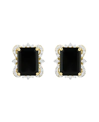 Macy's Onyx (2-3/4 ct. t.w.) and Diamond ( 1/6 ct. t.w.) Stud Earrings in 14k Yellow Gold (also available in Blue Topaz and Amethyst)