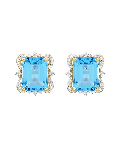 Macy's Onyx (2-3/4 ct. t.w.) and Diamond ( 1/6 Stud Earrings 14k Yellow Gold (also available Blue Topaz Amethyst)