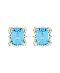 Macy's Onyx (2-3/4 ct. t.w.) and Diamond ( 1/6 Stud Earrings 14k Yellow Gold (also available Blue Topaz Amethyst)