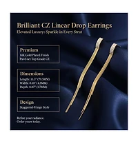 Rachel Glauber Brilliant 14K Gold Plated Cz Linear Drop Earrings