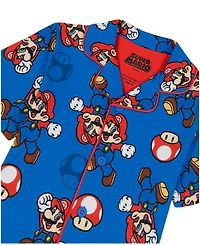 Nintendo Boys' Toddler 2T-4T Mario Party Collared Shirt and Pajama Pants, 2-Piece Set