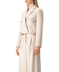 Ivonne Women's Faun-Leather Double-Breasted Short Blazer