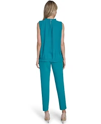 Calvin Klein Women's Sleeveless Ruffle Neckline Top