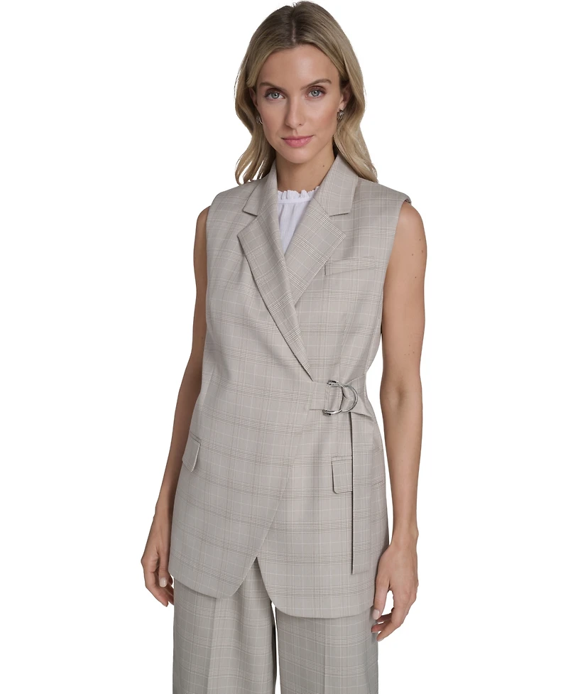 Calvin Klein Women's Collared Windowpane Vest Top