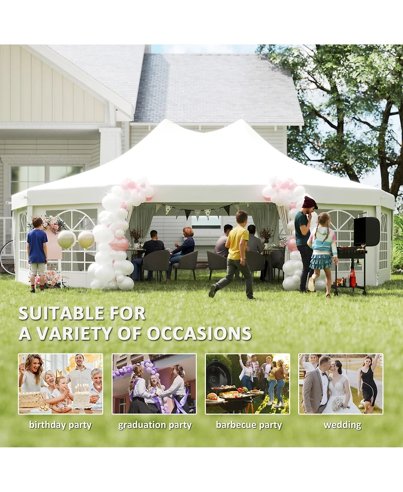 Outsunny 29' x 21' Canopy Party Event Tent w/ 2 Pull-Back Doors & 8 Windows