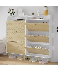 gaomon Shoe Cabinet with 3 Flip Drawers, Narrow Slim Shoe Storage Organizer for Entryway, Hallway, Farmhouse Freestanding Hidden Shoe Rack