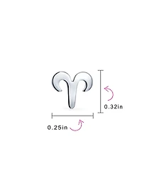 Bling Jewelry Tiny Simple Aries Astrology Horoscope Zodiac Stud Earrings .925 Sterling Silver