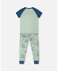 Deux par Toddler Boys Cotton Two-Piece Pyjama Set Green Crocodile Print
