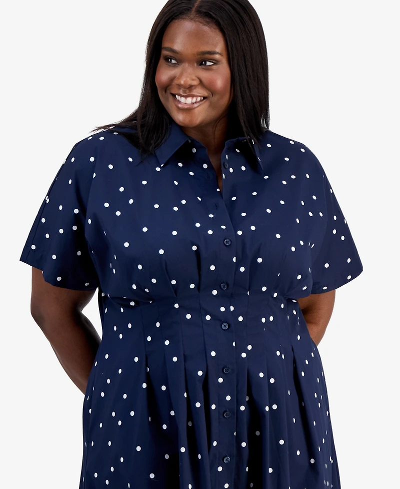 On 34th Trendy Plus Size Marjorie Pleated-Waist Shirtdress, Macy's Exclusive
