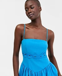 Row A Juniors' Square-Neck Sleeveless Midi Dress