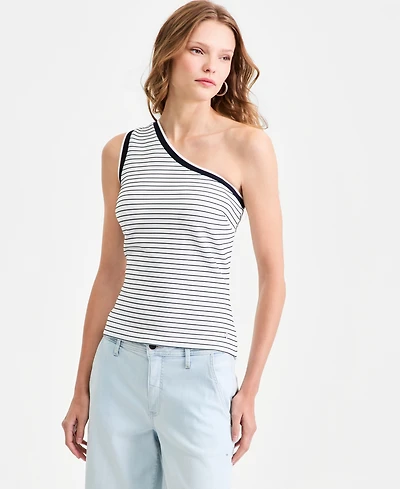 Guess Women's Alphonsine Striped Monoshoulder Top