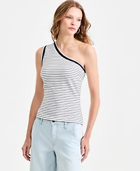 Guess Women's Alphonsine Striped Monoshoulder Top