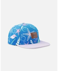 Deux par Deux Baby Girls Cap Blue Shell Print