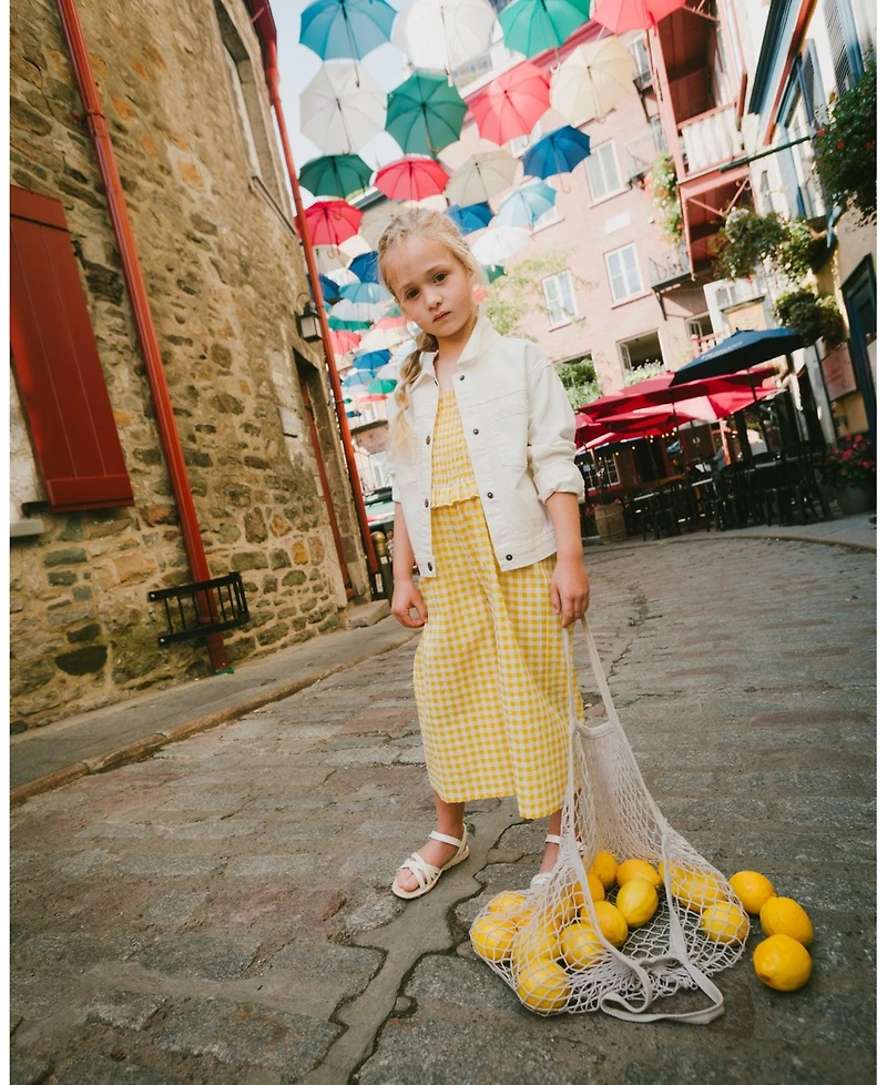 Draft - Deux par Toddler Girls Capri Jumpsuit with Smocking Gingham