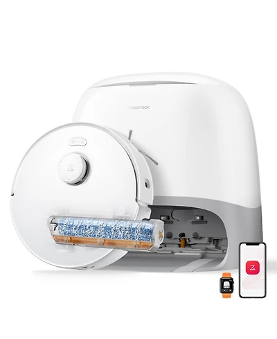 Roborock Qrevo Curv 2 Flow Robot Vacuum and Mop, SpiraFlow Real-Time Self-Cleaning Roller Mop, 20,000 Pa, Dual Zero-Tangle System, Ai Obstacle Avoidan