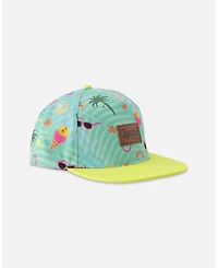 Deux par Deux Baby Girls Cap Green Beach Print