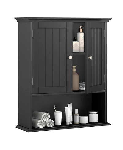 Volenca Wall-Mount Bathroom Storage Cabinet with Doors and Shelves Organizer
